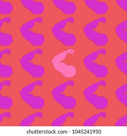 Flex arm bodybuilder with big muscles seamless pattern.