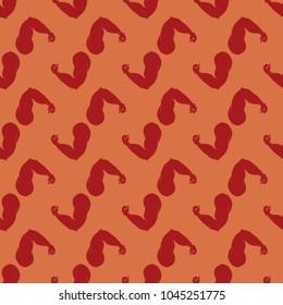 Flex arm bodybuilder with big muscles seamless pattern.
