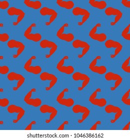 Flex arm bodybuilder with big muscles seamless pattern.