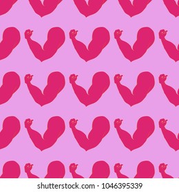 Flex arm bodybuilder with big muscles seamless pattern.
