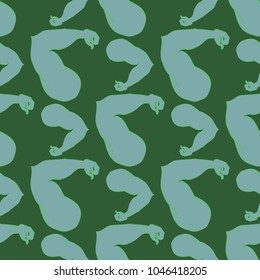 Flex arm bodybuilder with big muscles seamless pattern.