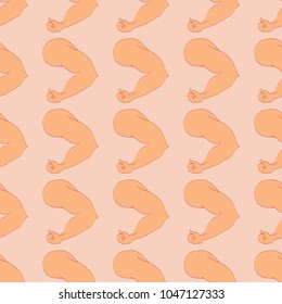 Flex arm bodybuilder with big muscles seamless pattern.