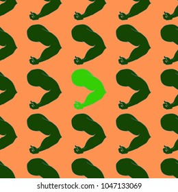 Flex arm bodybuilder with big muscles seamless pattern.