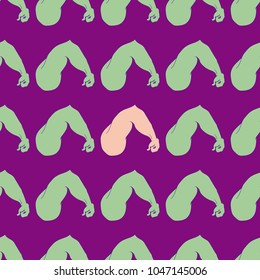 Flex arm bodybuilder with big muscles seamless pattern.