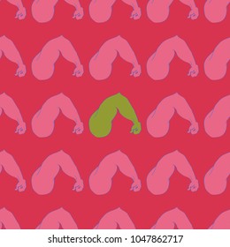 Flex arm bodybuilder with big muscles seamless pattern.