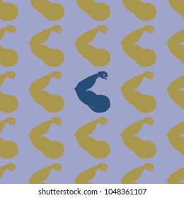 Flex arm bodybuilder with big muscles seamless pattern.