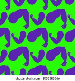 Flex arm bodybuilder with big muscles seamless pattern.