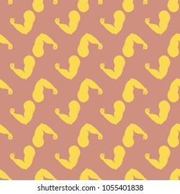 Flex arm bodybuilder with big muscles seamless pattern.