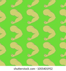 Flex arm bodybuilder with big muscles seamless pattern.