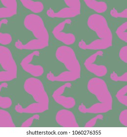Flex arm bodybuilder with big muscles seamless pattern.