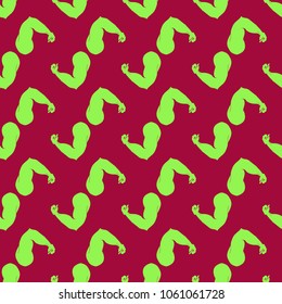 Flex arm bodybuilder with big muscles seamless pattern.
