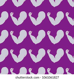 Flex arm bodybuilder with big muscles seamless pattern.