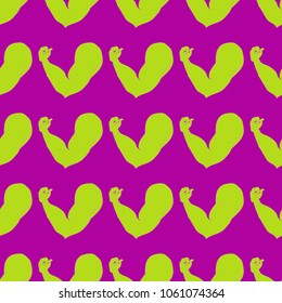 Flex arm bodybuilder with big muscles seamless pattern.