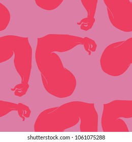 Flex arm bodybuilder with big muscles seamless pattern.