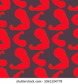 Flex arm bodybuilder with big muscles seamless pattern.