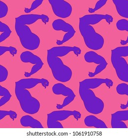 Flex arm bodybuilder with big muscles seamless pattern.