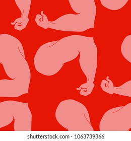 Flex arm bodybuilder with big muscles seamless pattern.