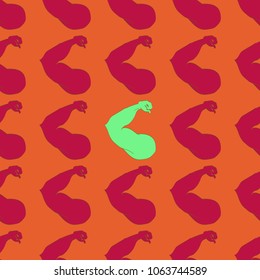 Flex arm bodybuilder with big muscles seamless pattern.