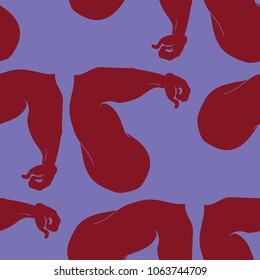 Flex arm bodybuilder with big muscles seamless pattern.