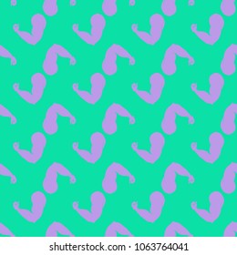 Flex arm bodybuilder with big muscles seamless pattern.