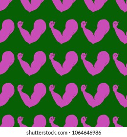Flex arm bodybuilder with big muscles seamless pattern.