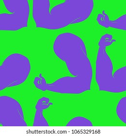 Flex arm bodybuilder with big muscles seamless pattern.