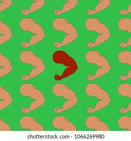 Flex arm bodybuilder with big muscles seamless pattern.