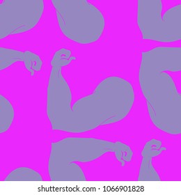 Flex arm bodybuilder with big muscles seamless pattern.