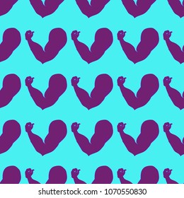 Flex arm bodybuilder with big muscles seamless pattern.