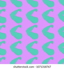 Flex arm bodybuilder with big muscles seamless pattern.