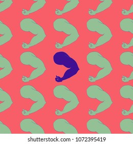 Flex arm bodybuilder with big muscles seamless pattern.