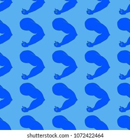 Flex arm bodybuilder with big muscles seamless pattern.