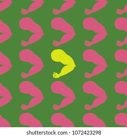 Flex arm bodybuilder with big muscles seamless pattern.