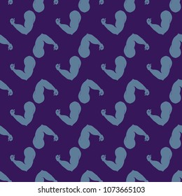 Flex arm bodybuilder with big muscles seamless pattern.