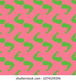 Flex arm bodybuilder with big muscles seamless pattern.