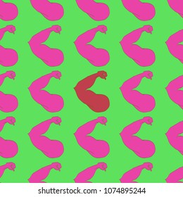 Flex arm bodybuilder with big muscles seamless pattern.