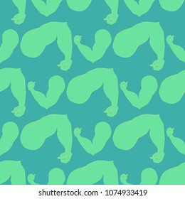 Flex arm bodybuilder with big muscles seamless pattern.