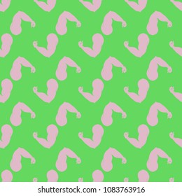 Flex arm bodybuilder with big muscles seamless pattern.