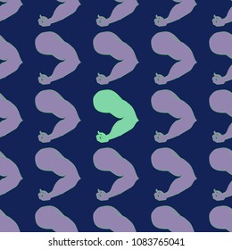 Flex arm bodybuilder with big muscles seamless pattern.