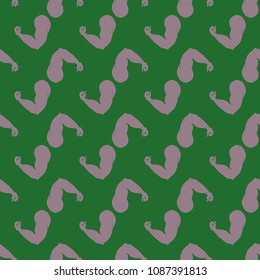 Flex arm bodybuilder with big muscles seamless pattern.