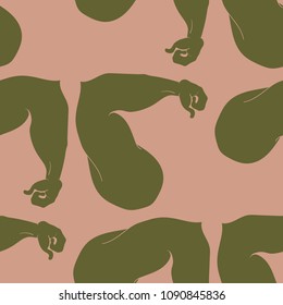 Flex arm bodybuilder with big muscles seamless pattern.
