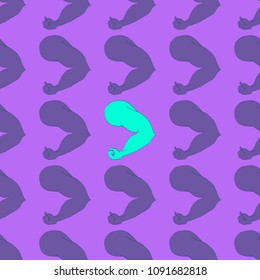 Flex arm bodybuilder with big muscles seamless pattern.