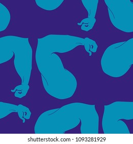 Flex arm bodybuilder with big muscles seamless pattern.