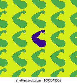 Flex arm bodybuilder with big muscles seamless pattern.