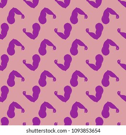 Flex arm bodybuilder with big muscles seamless pattern.
