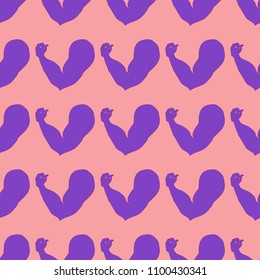 Flex arm bodybuilder with big muscles seamless pattern.