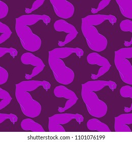 Flex arm bodybuilder with big muscles seamless pattern.
