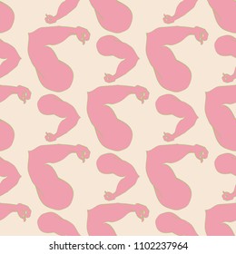 Flex arm bodybuilder with big muscles seamless pattern.