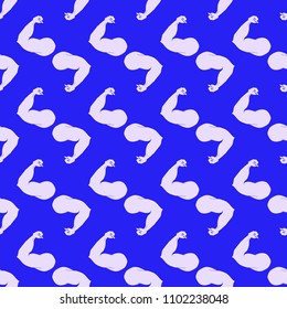 Flex arm bodybuilder with big muscles seamless pattern.