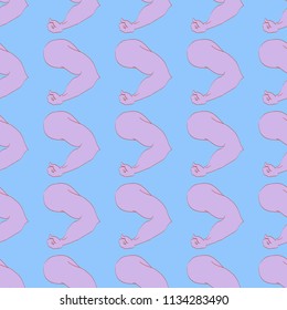 Flex arm bodybuilder with big muscles seamless pattern.